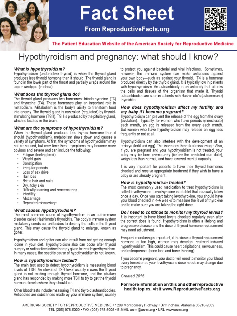 Hypothyroidism and Pregnancy What Should I Know Factsheet PDF