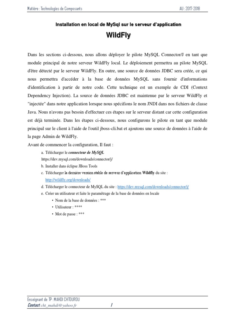 Configuration de MySQL sur WildFly | PDF | Serveur (Informatique) | WildFly