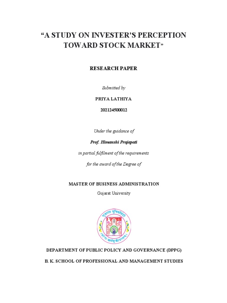 Research Paper - Priya | PDF | Stocks | Stock Exchange