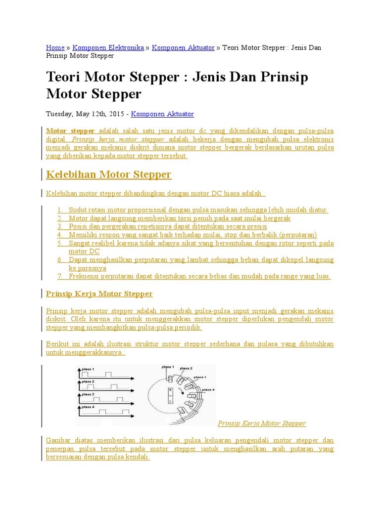 Prinsip dan Jenis Motor Stepper | PDF | Teknologi & Rekayasa