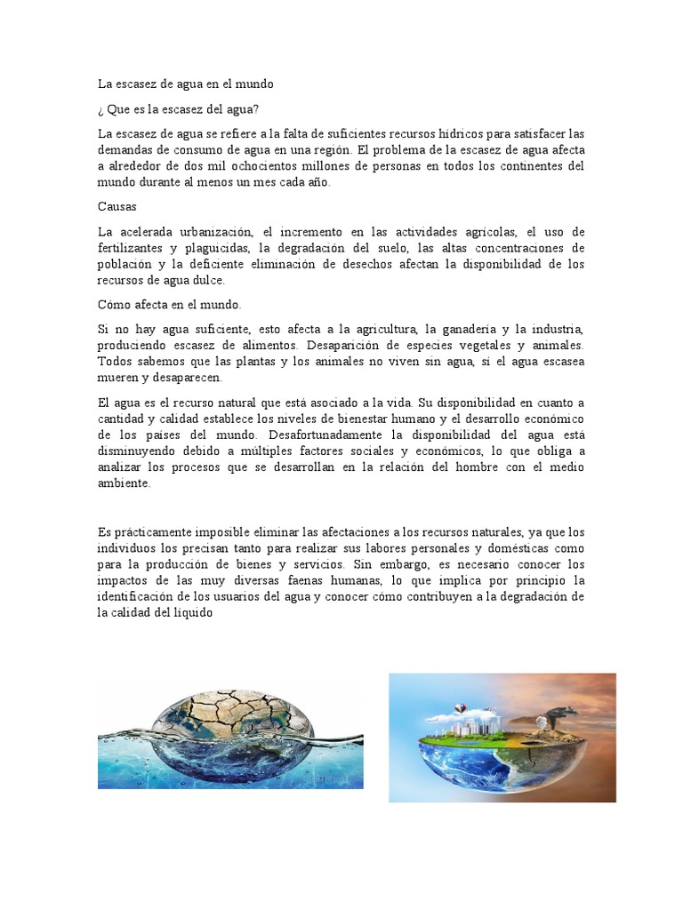 Causas y Efectos de la Escasez de Agua | PDF | Escasez de agua | Agua