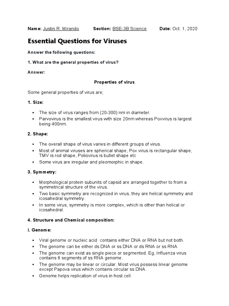 Properties and Structure of Viruses | PDF | Virus | Sense (Molecular ...