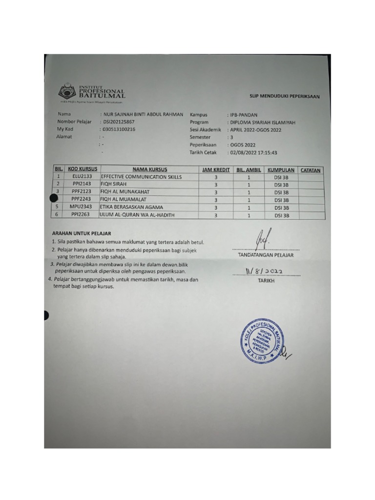 Slip Peperiksaan PDF