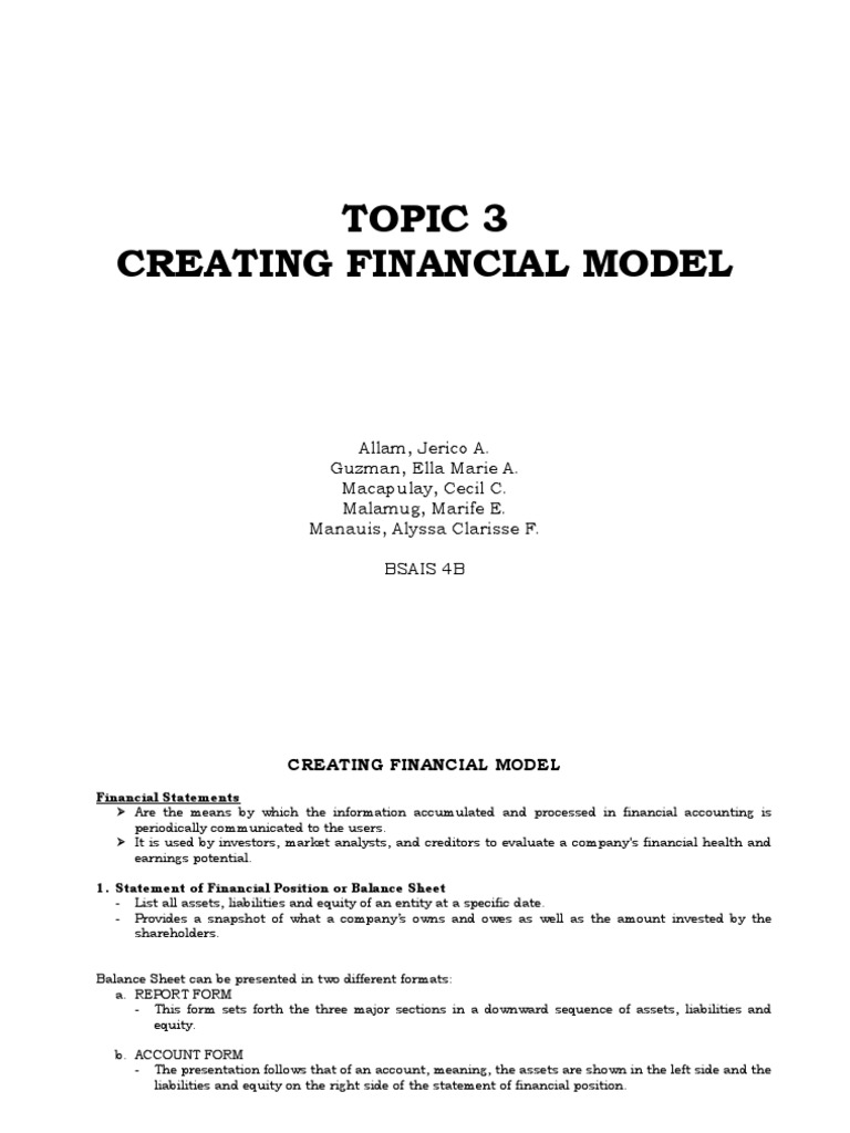 Financial Modeling PDF Balance Sheet Equity (Finance)