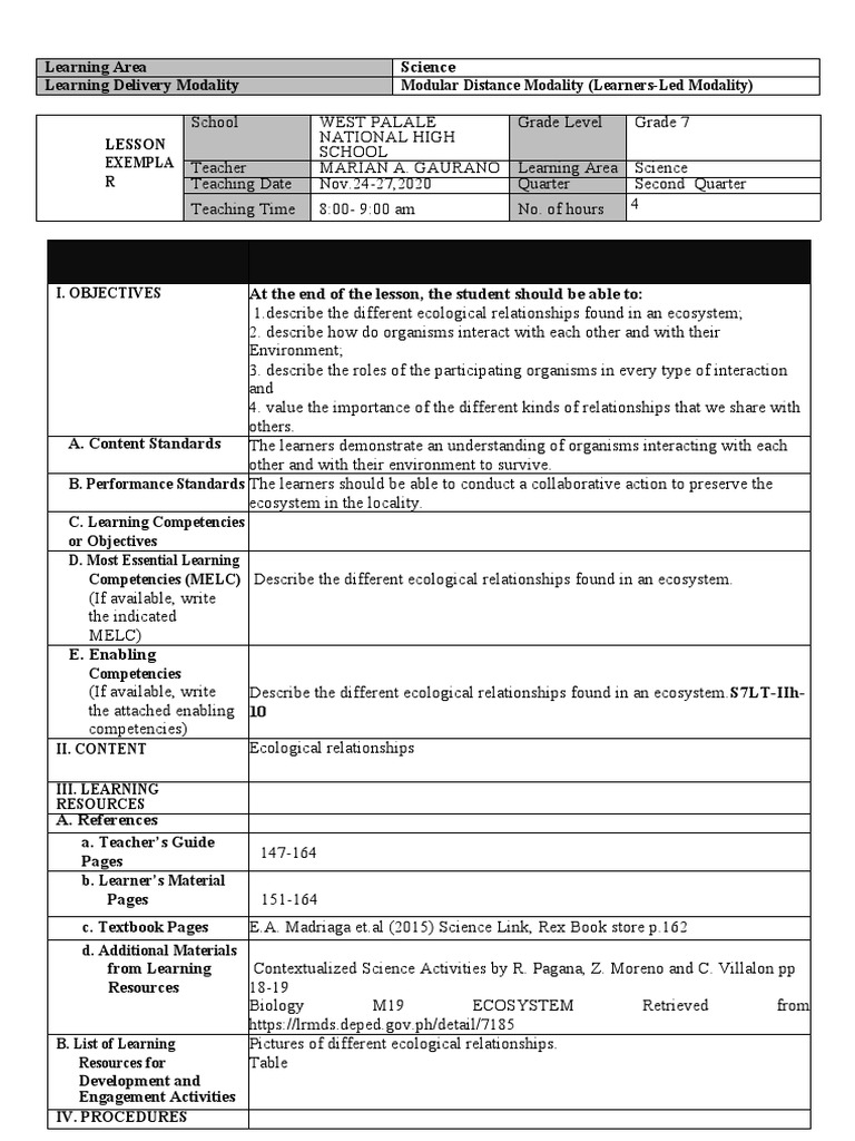 Science 7 Ecological Relationships Mag Pdf Parasitism Predation