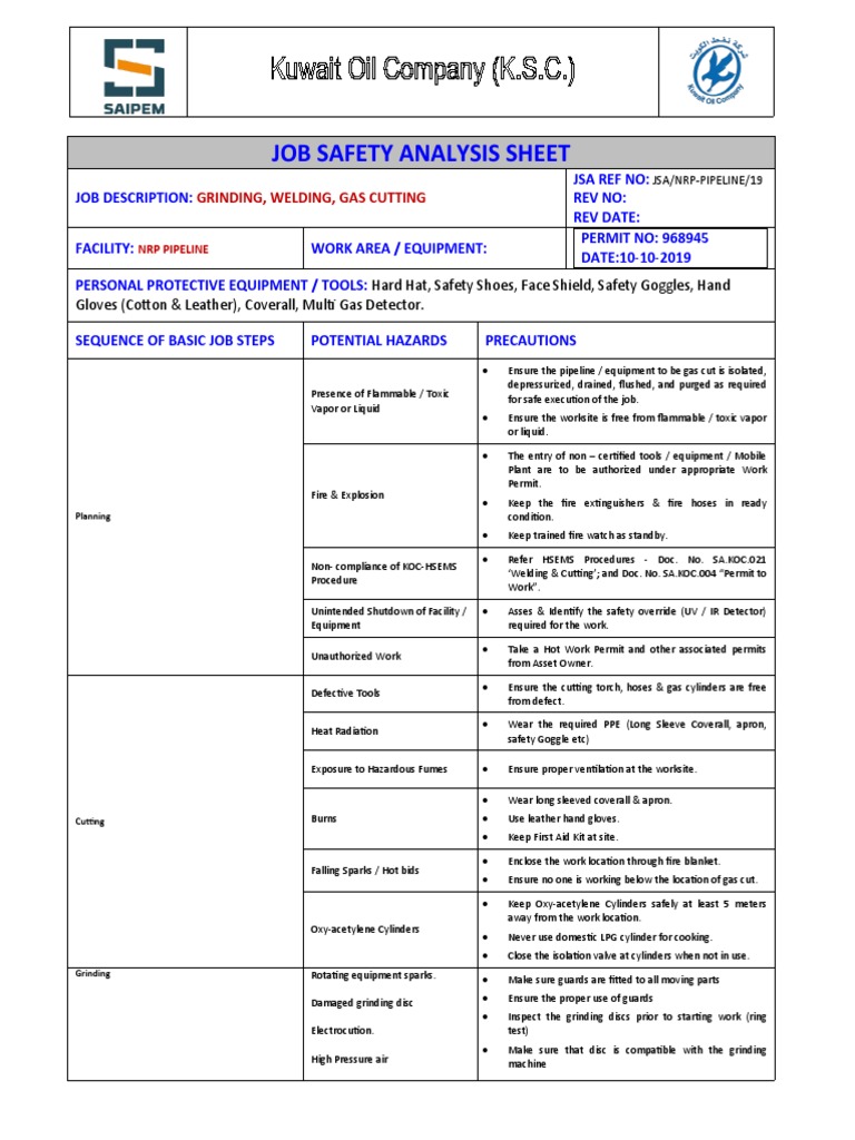 PPE Guidelines for Gas Cutting Safety | PDF | Personal Protective ...