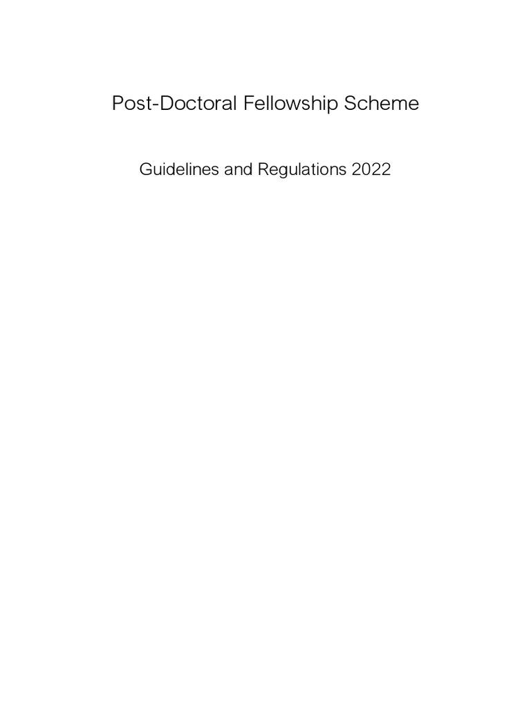 PostDoctoral Fellowship Scheme Guidelines and Regulations 2022 PDF