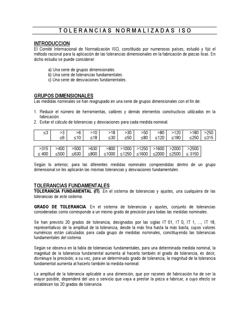 Tolerancias Normalizadas ISO 286 | PDF | Tolerancia de ingeniería | Science