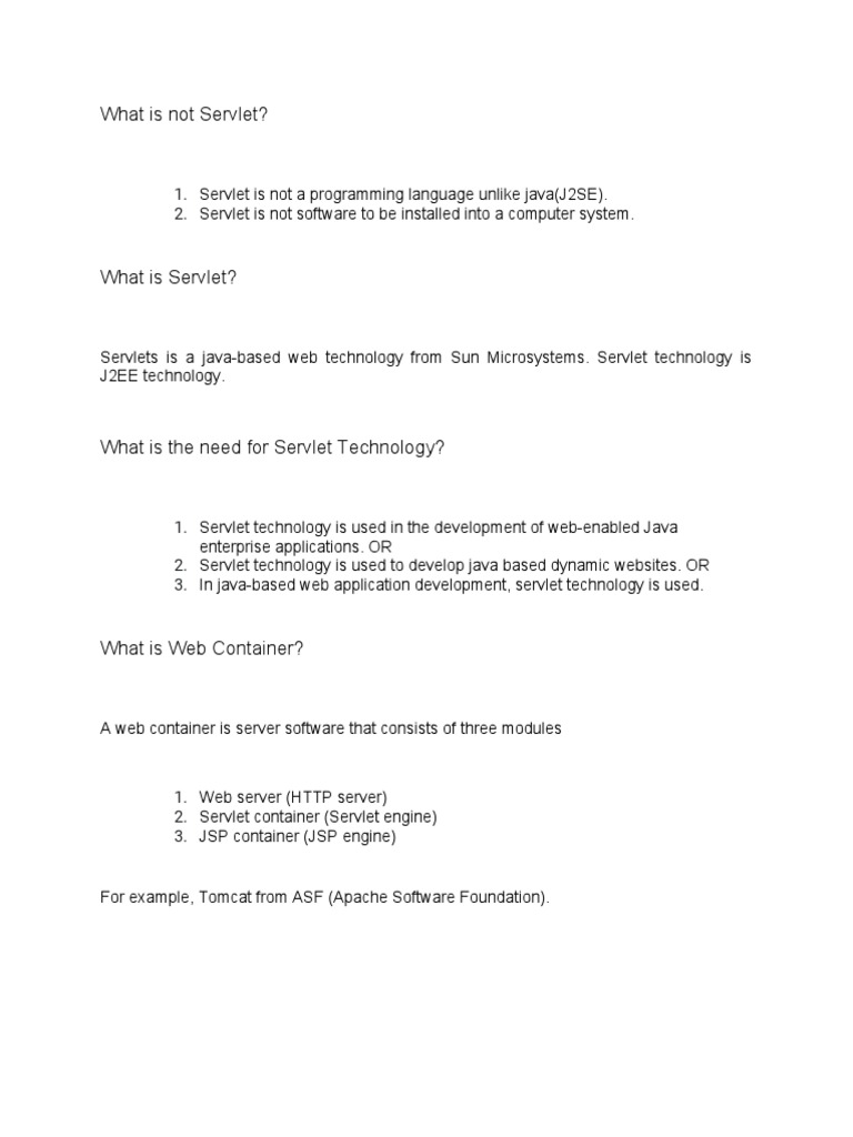 What Is Not Servlet | PDF | Java (Programming Language) | Networking