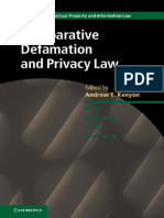 Comparative Defamation and Privacy Law by Andrew T. Kenyon