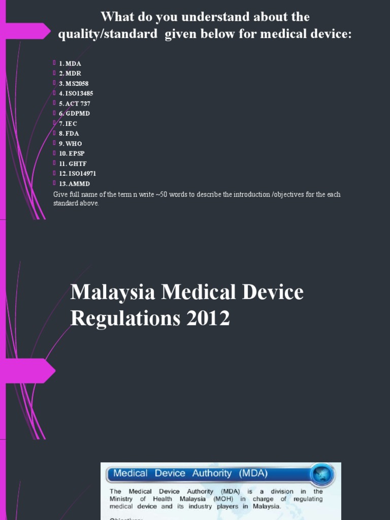 Medical Device Standards Overview | PDF | Medical Device | Food And ...