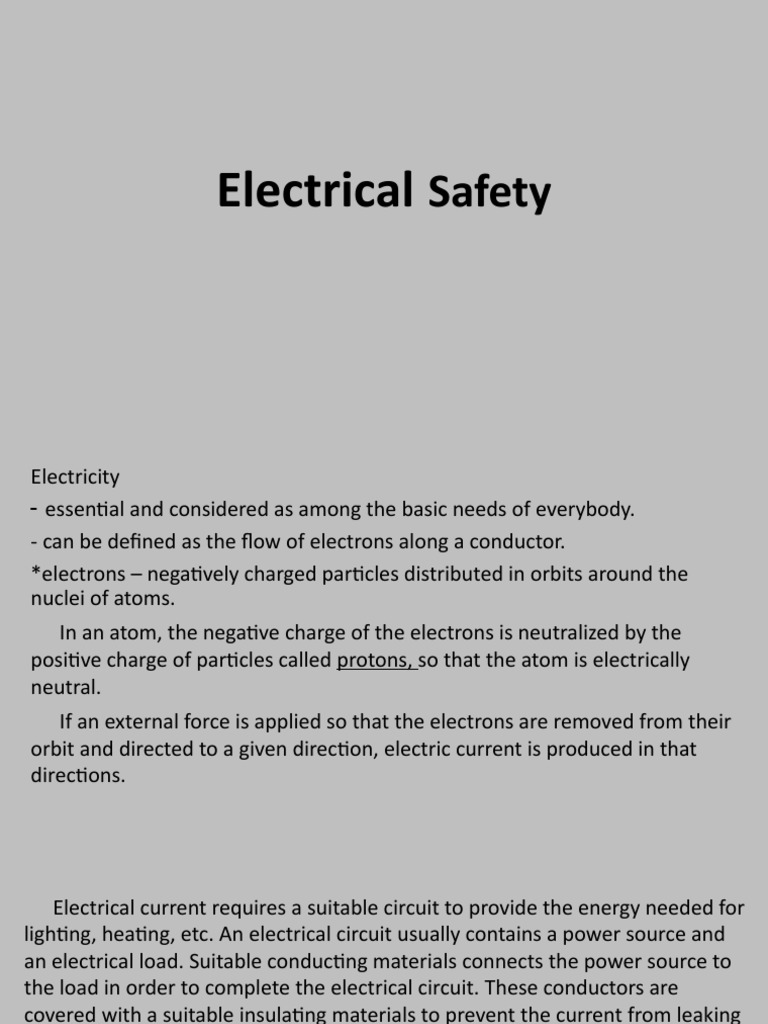Electrical Safety PDF Electric Current Electricity