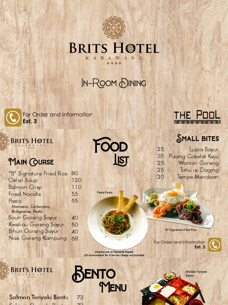 Menu Brits Hotel Karawang | PDF | Western Cuisine | Regional & Ethnic Food