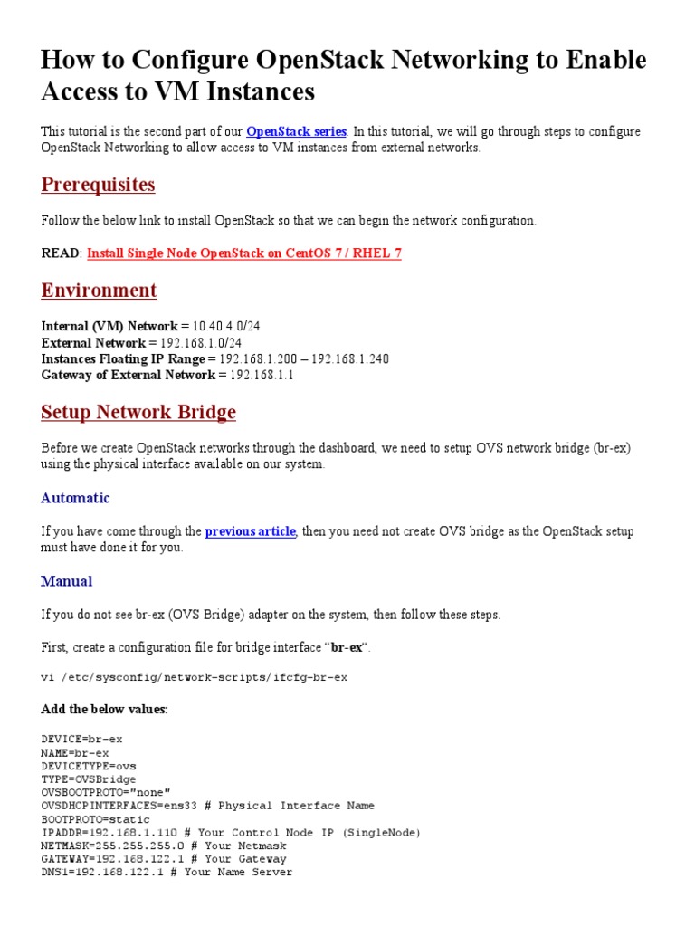 How To Configure OpenStack Networking To Enable Access To VM Instances ...