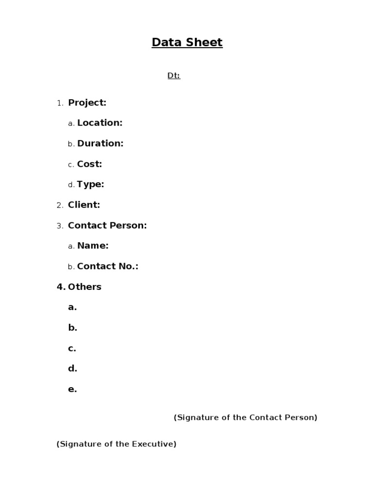 Project Data Sheet Template | PDF | Law | Art