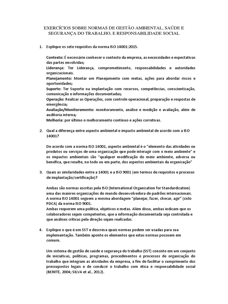 Normas ISO em Gestão Ambiental e SST | PDF | ISO 9000