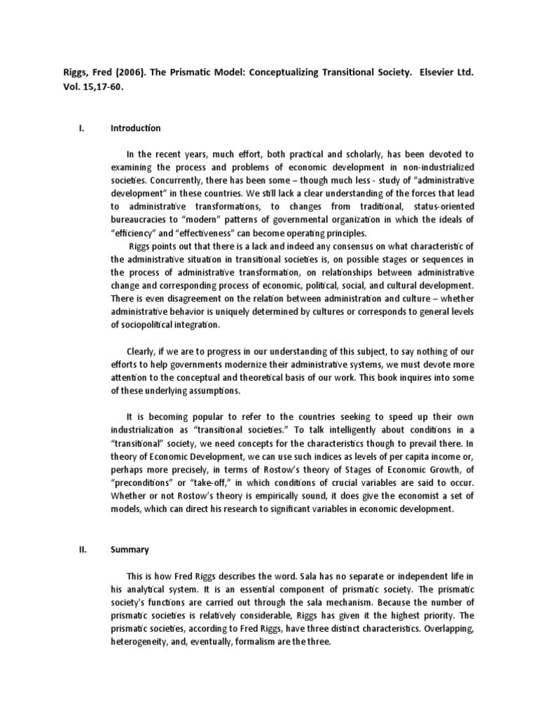 Understanding the Prismatic Society Model | PDF | Bureaucracy | Theory