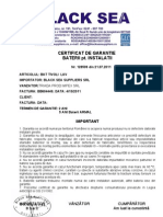 Certificat de Garantie Baterii Pt. Instalatii 35