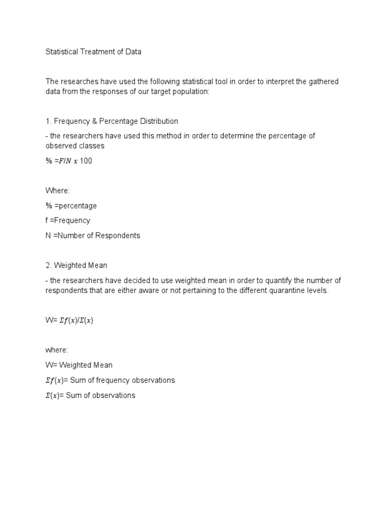 Statistical treatment of data pdf