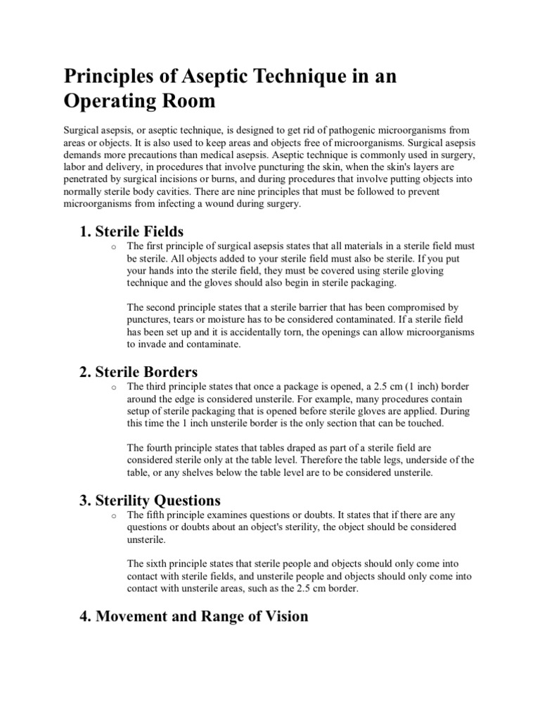 Principles of Aseptic Technique in an Operating Room | Surgery | Public Health Principles of Aseptic Technique in an Operating Room | Surgery | Public Health