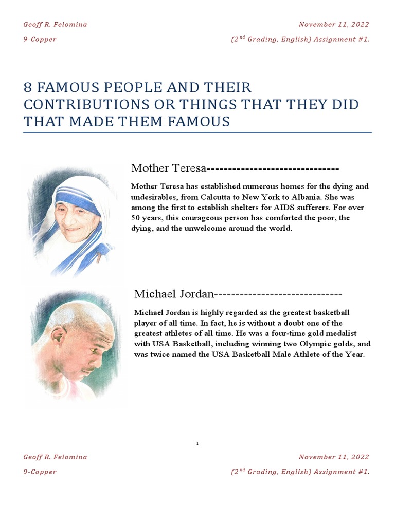 8 Famous People and Their Contribution To Our Society | Download Free