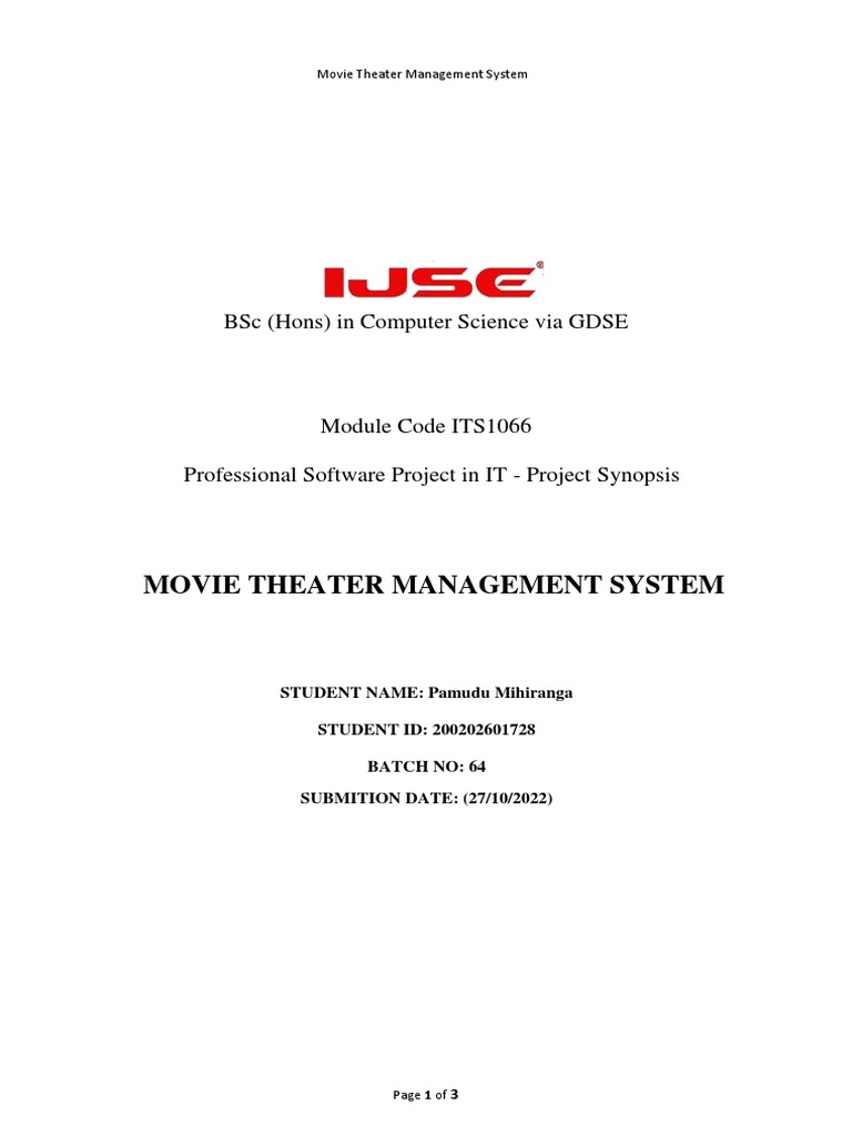Movie Theater Management System PDF