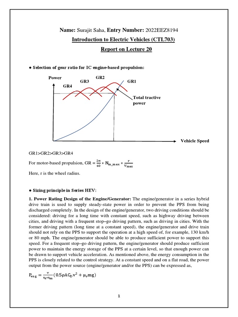 Report On Lecture 20 PDF Electric Generator Hybrid Vehicle