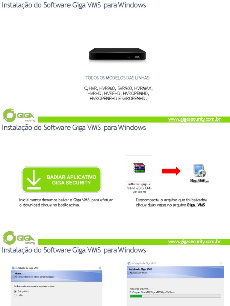 Instalação do Giga VMS para Windows | PDF