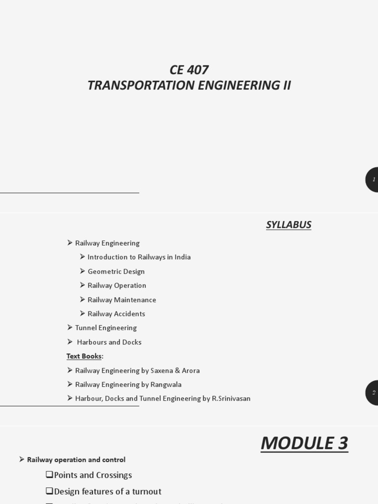 CE 407 - Module III | PDF | Rail Transport | Train