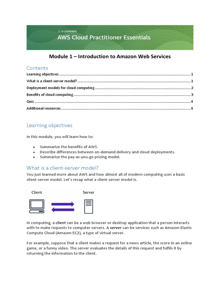 Aws Cloud Practitioner Official Modules Pdf Cloud Computing
