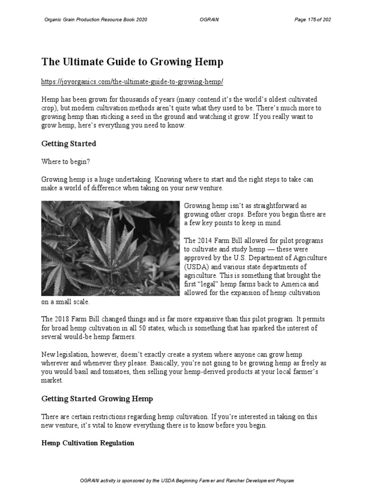 Ultimate Guide To Growing Hemp PDF Crops Plants