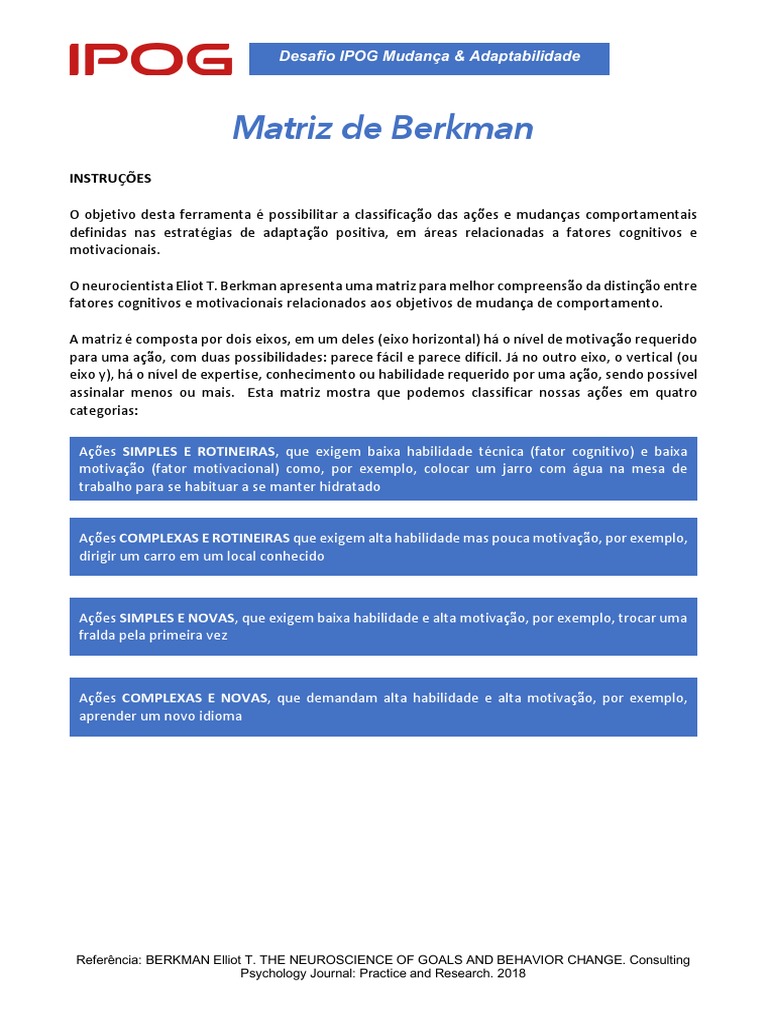 Matriz de Berkman | PDF | Motivação | Motivacional