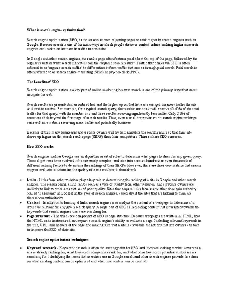 Seo Pdf Search Engine Optimization Search Engine Marketing