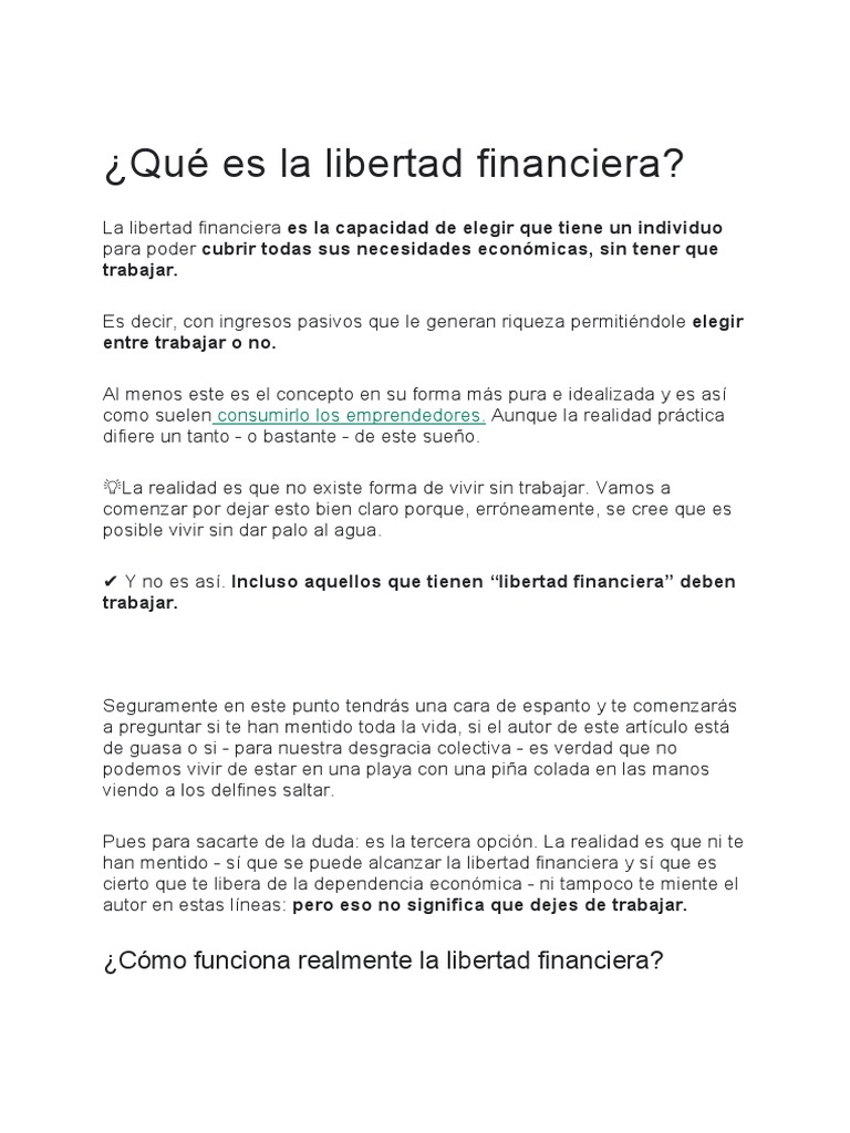 Claves para alcanzar la libertad financiera | PDF | Libertad | Verdad