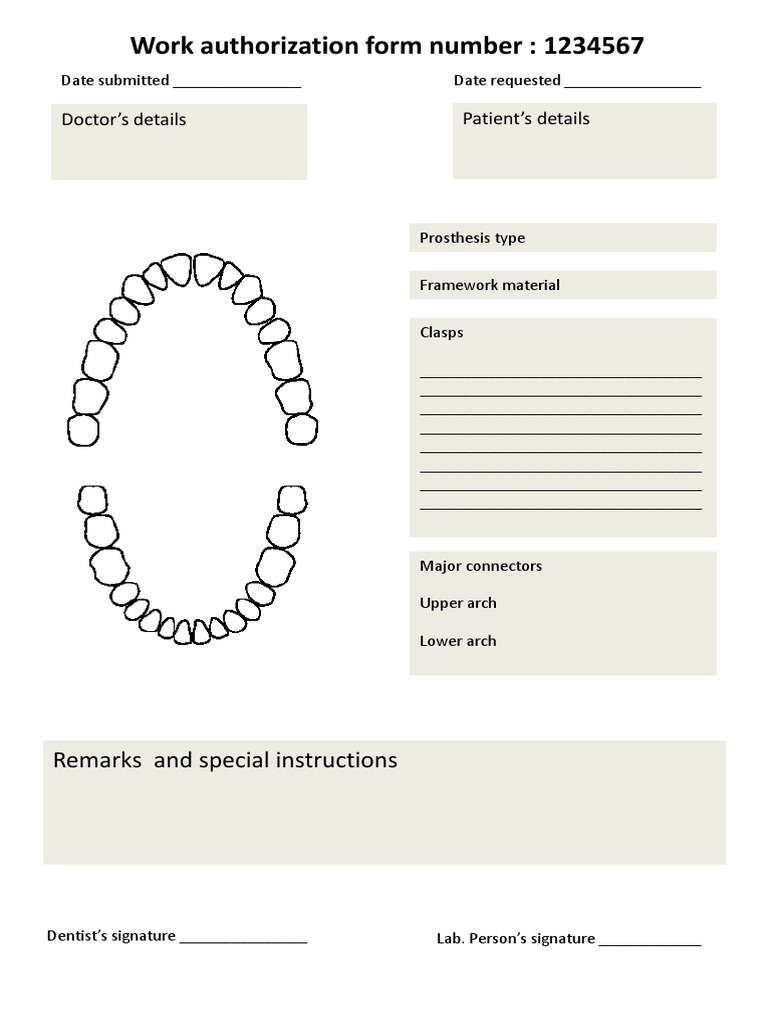 Dental Lab Prescription Template | PDF