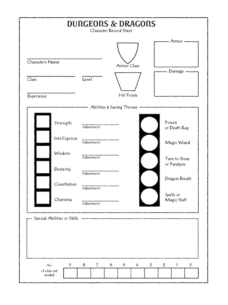 Character Record Sheet | PDF