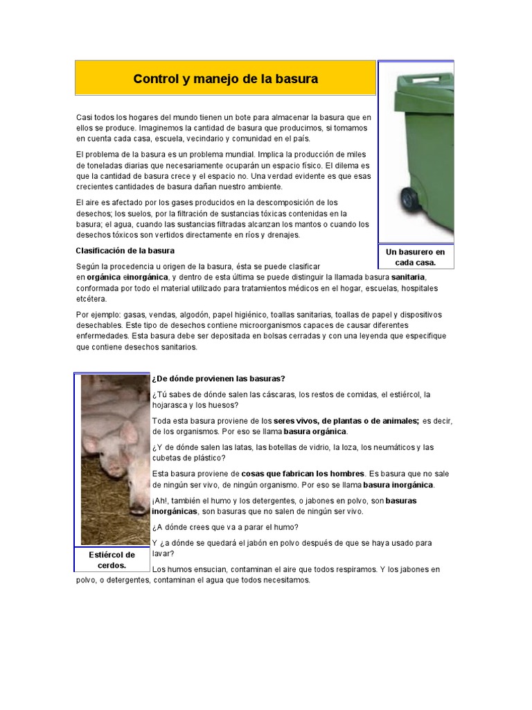 Manejo y clasificación de la basura | PDF | Residuos | Contaminación