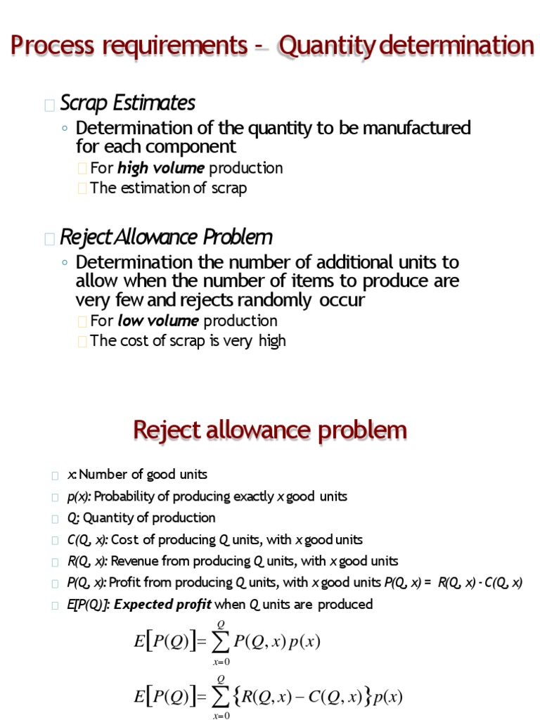 Scrap and Reject Allowance Analysis | PDF | Probability Distribution ...
