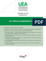 Prova de Conhecimentos Gerais: Vestibular 2016 Acesso 2017