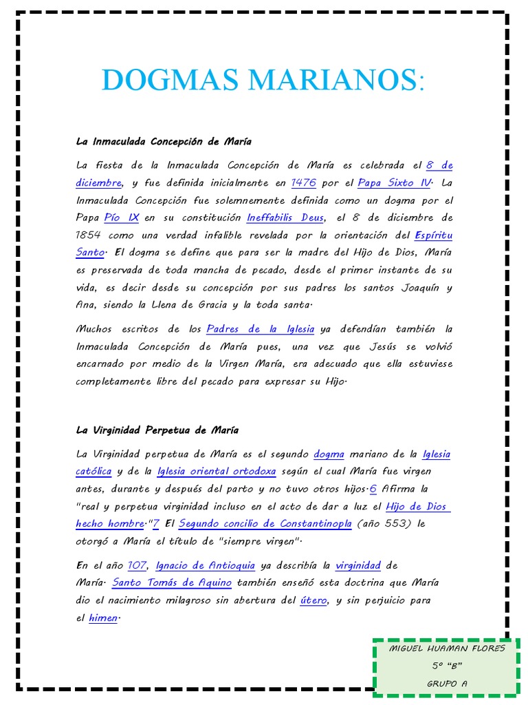 Dogmas Marianos | PDF | María, madre de Jesús | Religiones abrahámicas