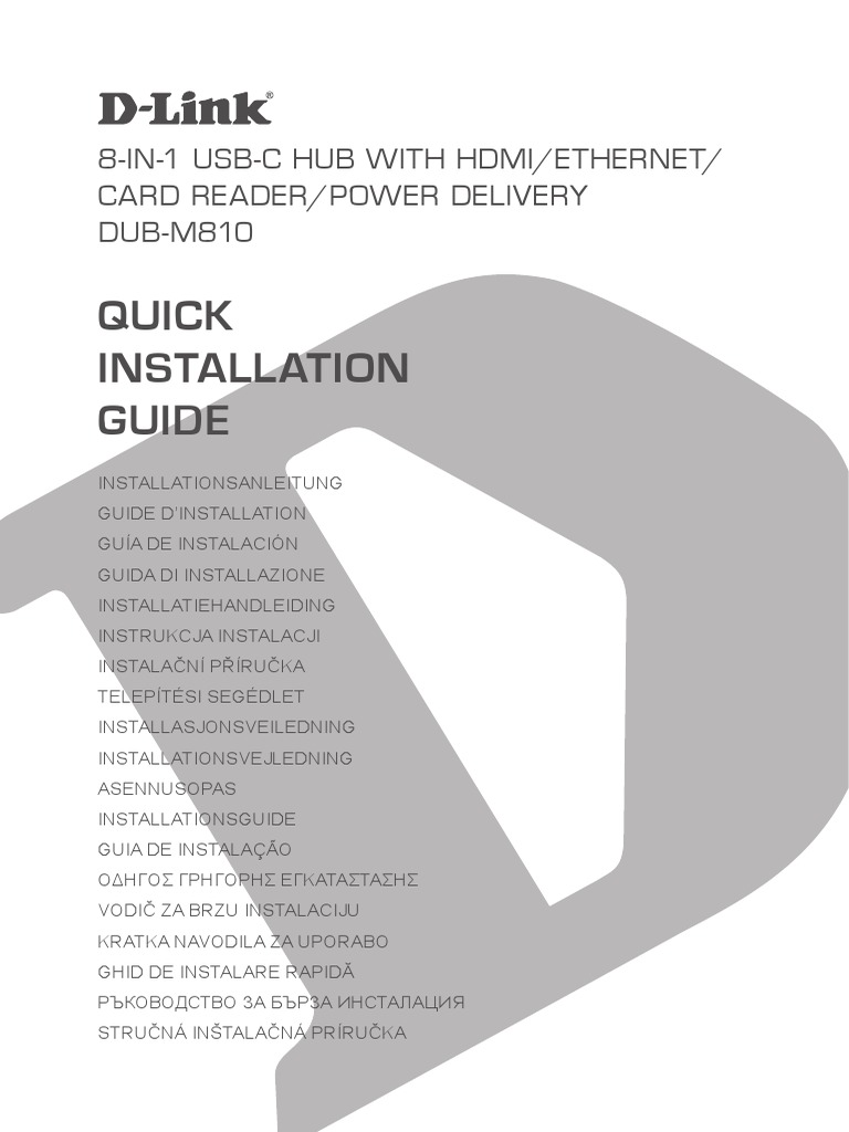 D-Link DUB-M810 (8-In-1 USB-C Hub) Quick Install Guide | PDF | Computer ...