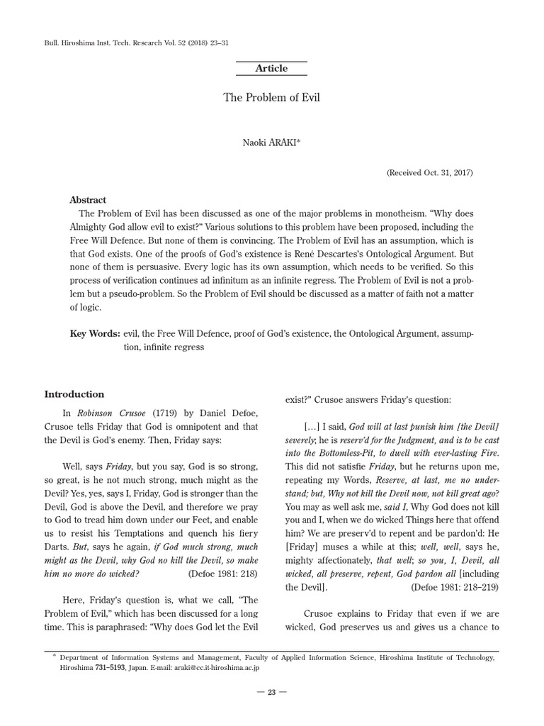 The Problem of Evil | PDF | Existence Of God | Problem Of Evil