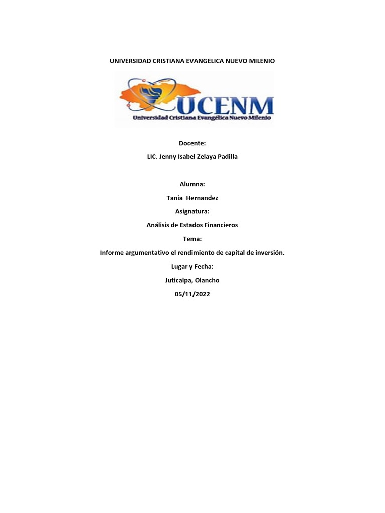 Analisis De Estados Financieros Informe Hernandez Pdf Capital De