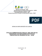 Ética Na Administração Pública: Uma Análise Da Percepção Dos Servidores Efetivos Da Prefeitura de Cruzeiro Do Sul - Acre