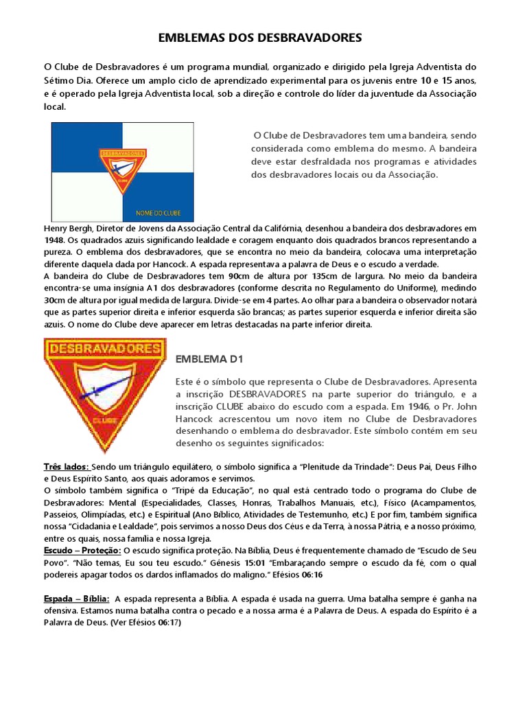 Emblemas e Simbolismo dos Desbravadores | PDF | Bíblia