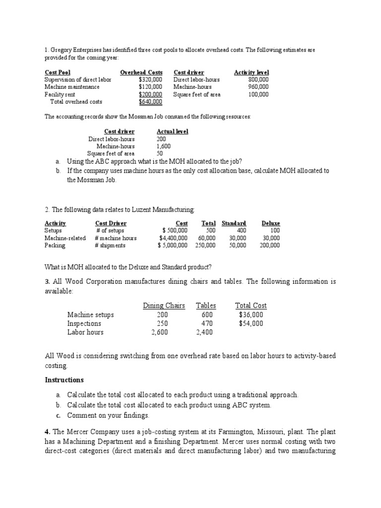 Chapter 3 Exercises - ABC System | PDF | Management Accounting ...