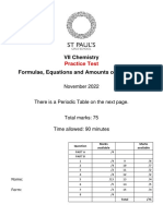 VII Chemistry Practice Test Formulae, Equations and Amounts of Substance Mark Scheme November 2022