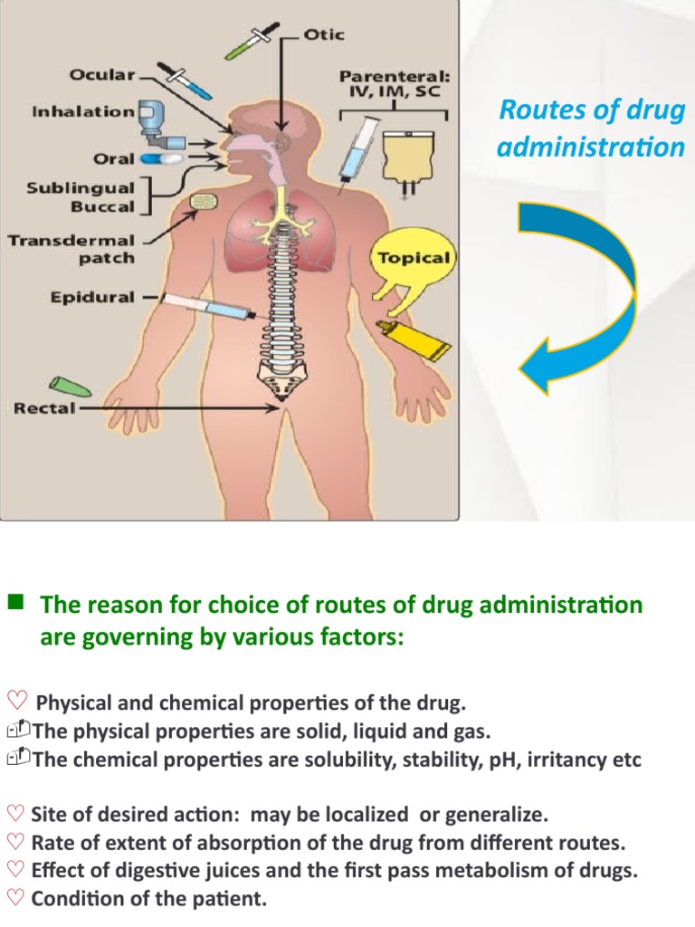 Factors governing routes of drug administration | PDF | Injection ...