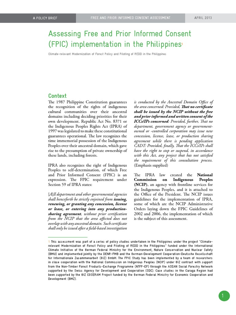 FPIC Implementation Assessment in the Philippines | PDF | Justice ...