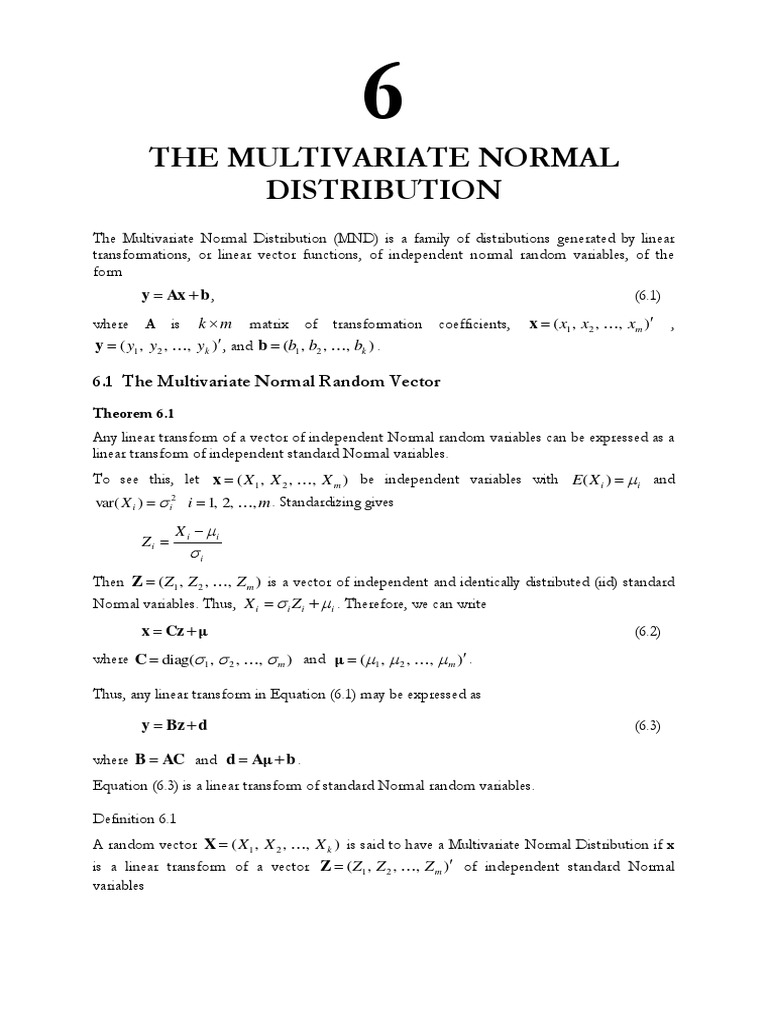 6 1 the multivariate normal random vector pdf normal distribution